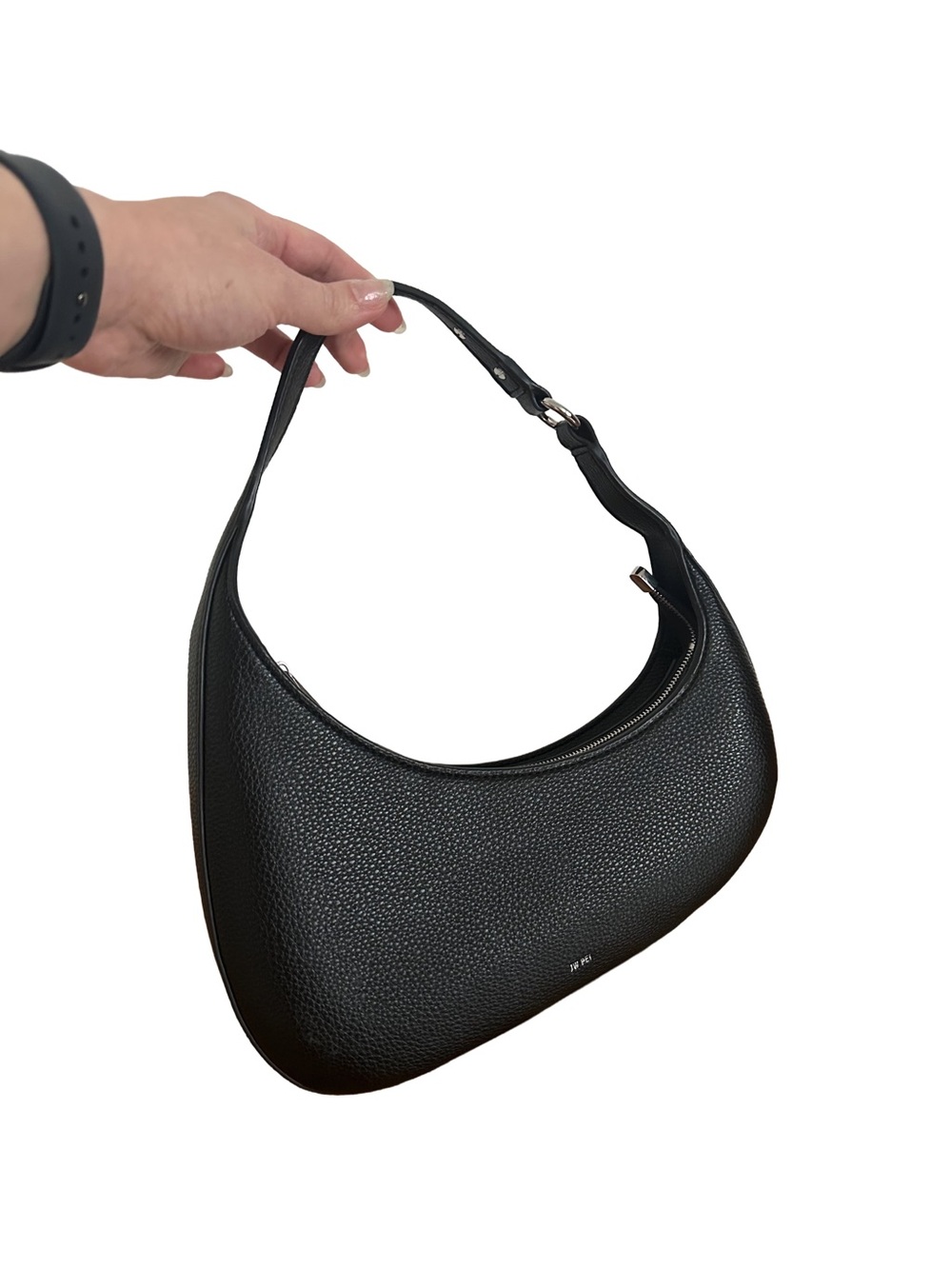 JW PEI Black Pebbled Crescent Shoulder Bag